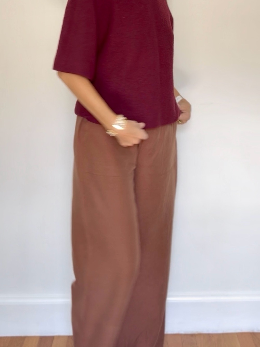 Polo by Ralph Lauren Wide-Leg Brown Linen Pants